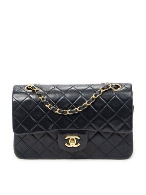 Chanel Quilted Double Flap Bag Navy Lambskin Leather
